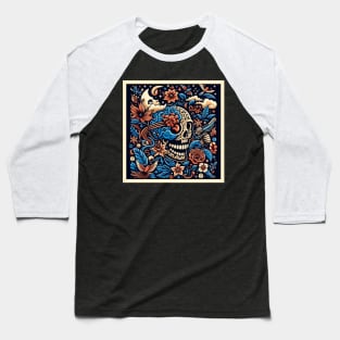 skull, flowers, brain and the moon Baseball T-Shirt